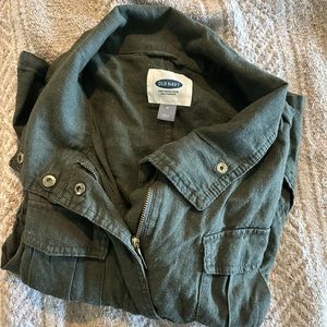 Green Linen Jacket Old Navy Women’s Sz M